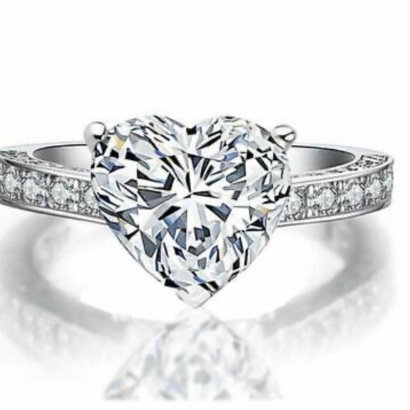 New Stamped 925 Silver Heart ❇️ Sparkle Ring - Picture 6 of 7